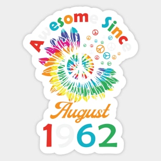 Funny Birthday Quote, Awesome Since August 1962, Retro Birthday Sticker